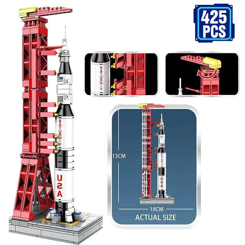 Технический конструктор Saturn 5 пусковой автомобиль городская серия кирпичи идеи