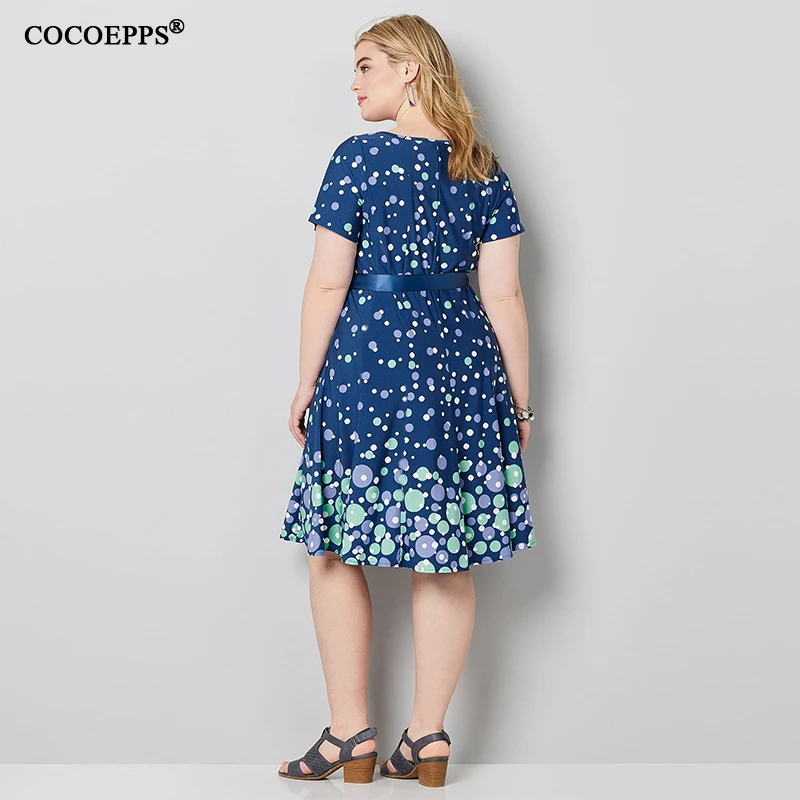 6xl 2019 женское платье в горошек большие размеры о образный вырез женские платья