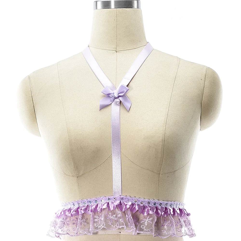 Светильник фиолетовый бюстгальтер на бретелях сексуальный женский с открытой грудью и бантом кавайный