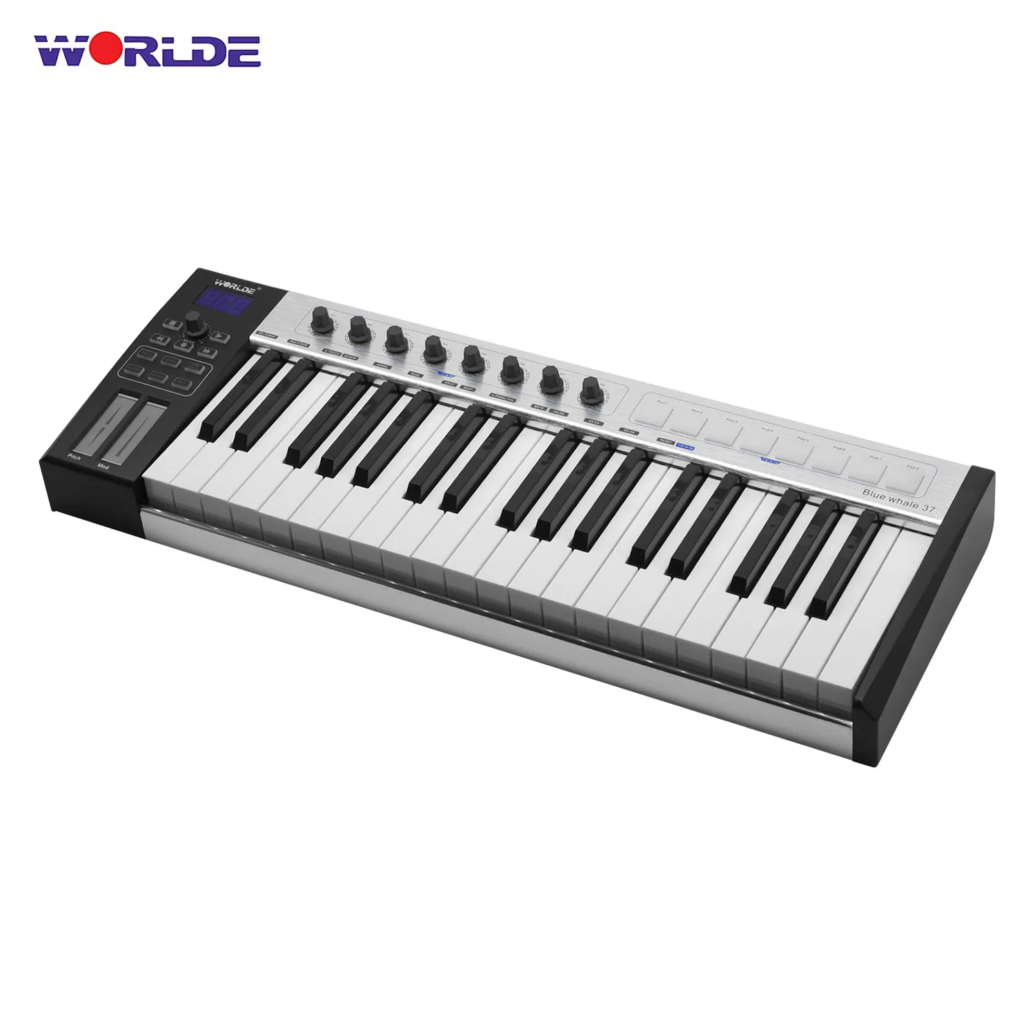 На выбор синий кит 37 Портативный USB MIDI контроллер клавиатуры полувзвешенных