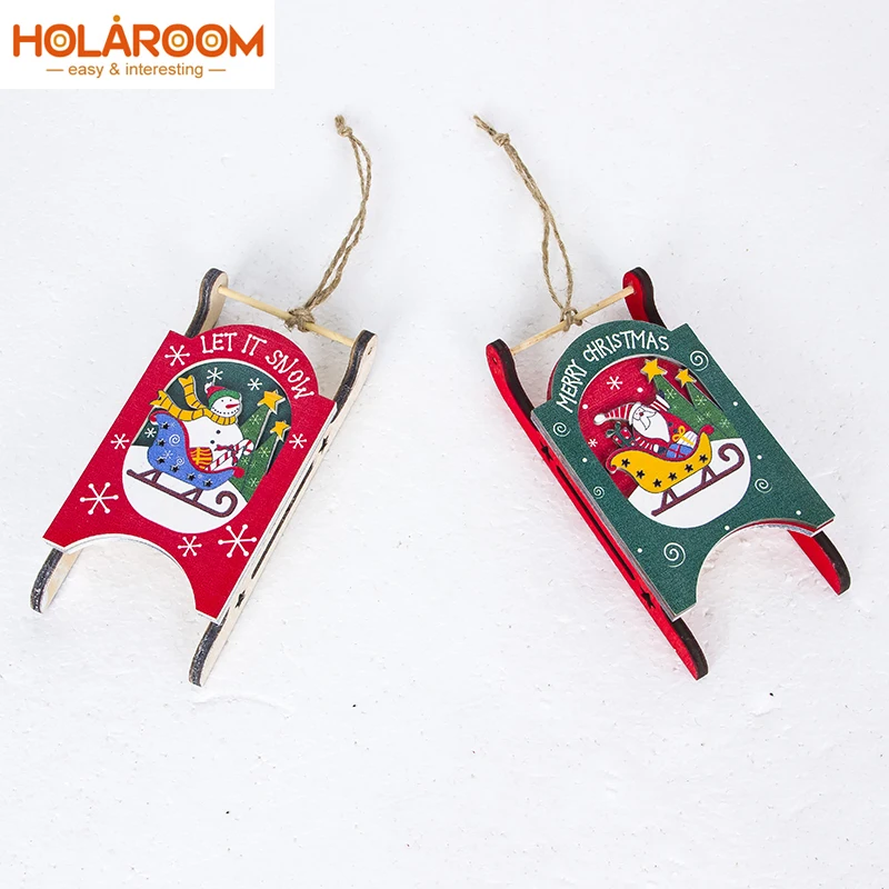 1 шт. рождественские украшения на санях деревянная новогодняя елка подвеска в