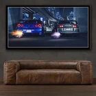 GTR R34 VS Supra постер с автомобилем, современный холст, настенная живопись, HD-печать для гостиной, домашний декор, Постер без рамы