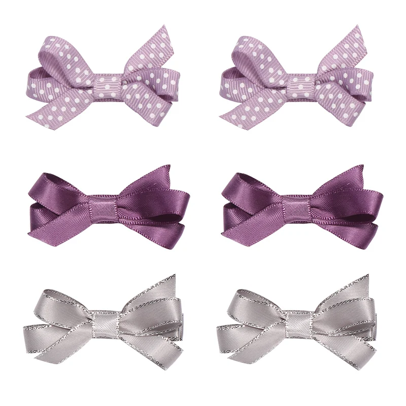 Kids Barrettes Morandi Color Thread Ribbon Bows Clips Hairpin Girl's Boutique Hair Clip Headware Accessories 6pcs/set | Детская