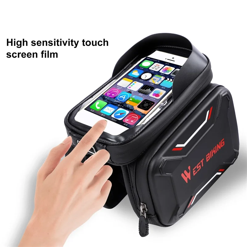 west biking pu rainproof cycling bag top front tube bag mtb mountain bike frame basket 6 2 inch phone touchscreen bicycle bags free global shipping
