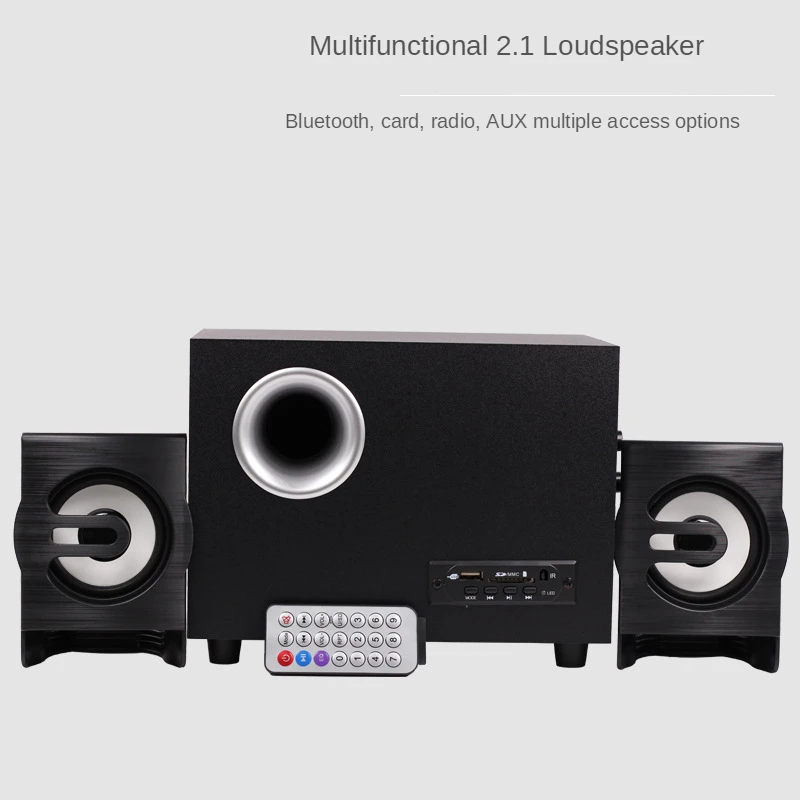 

Wooden 2.1 Multimedia Overweight Subwoofer Mobile Phone Plug Card Bluetooth Speaker 220V Power Laptop