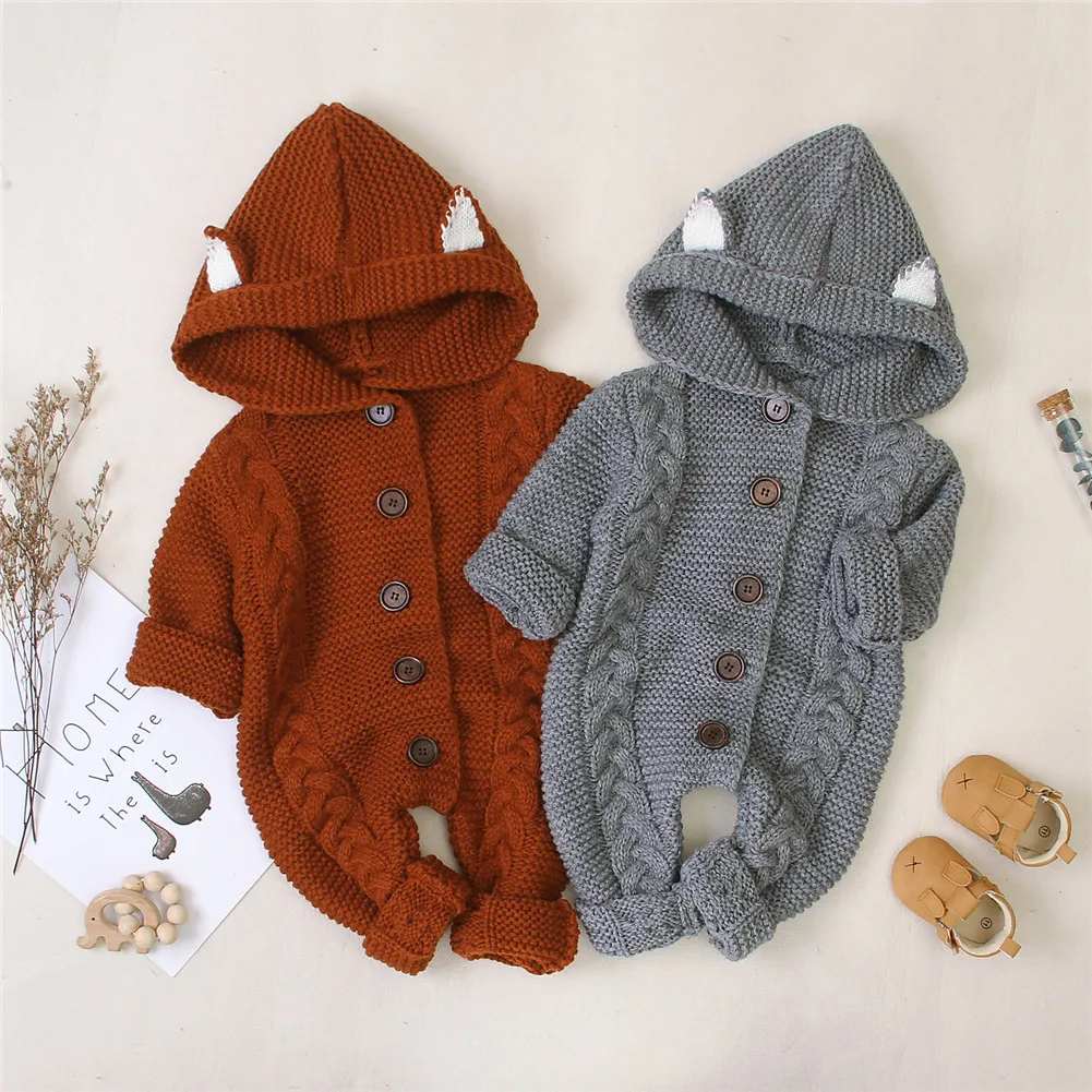 

Winter Warm Baby Solid Rompers Baby boys clothes baby girls costume Overall baby clothing jumpsuits