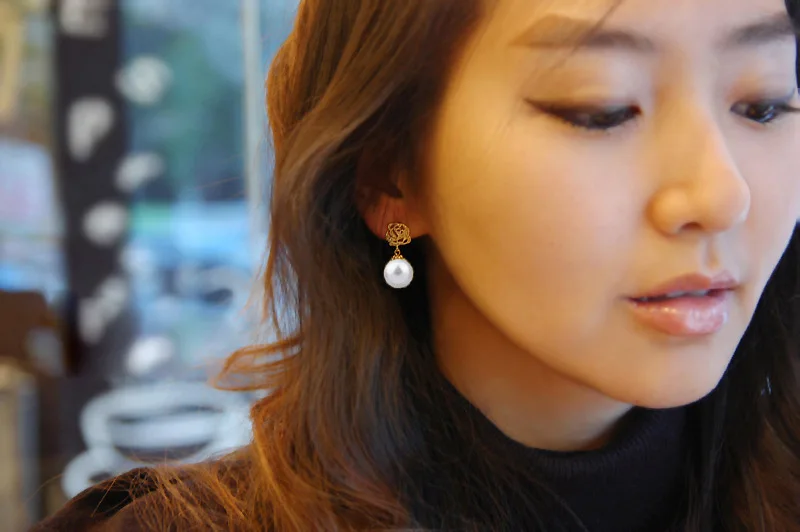 Лидер продаж новые темпераментные серьги модные циркониевые с розовым жемчугом