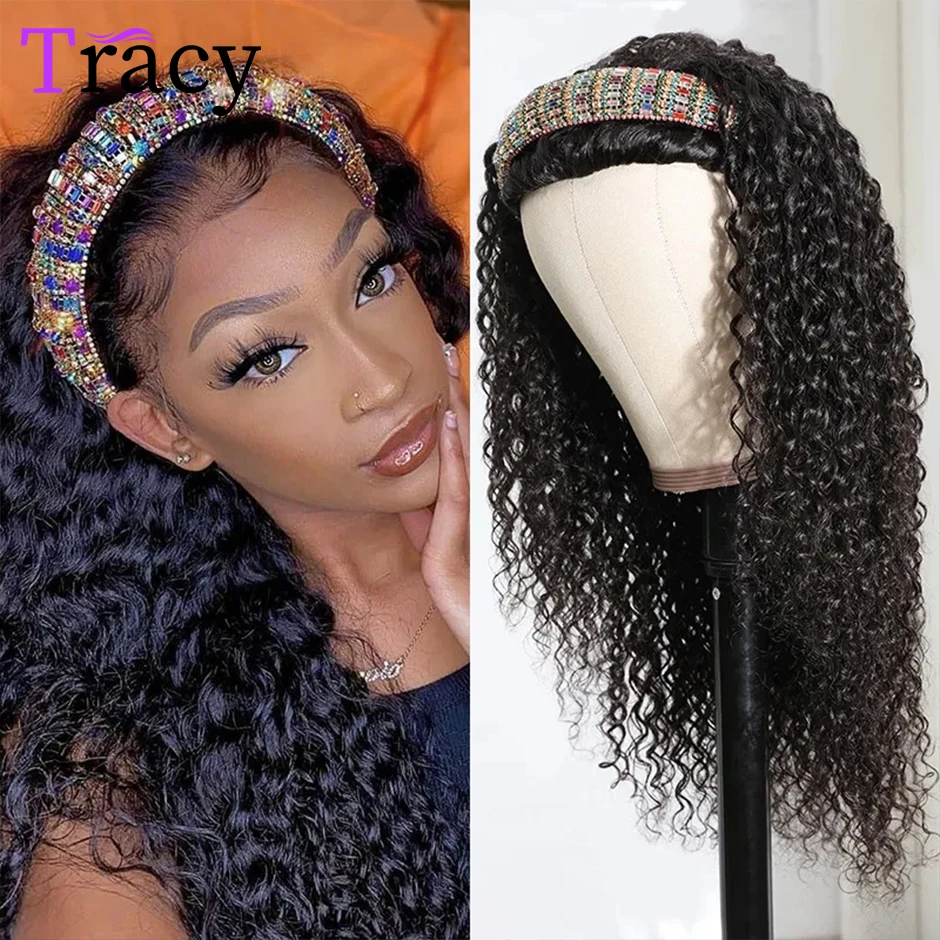 Deep Wave Headband Wig Human Hair For Women Curly TRACY Human Hair Wig Glueless Malaysian Loose Deep Wave Women's HeadBand Wig