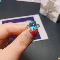 3ct 9mm11mm vvs grade natural topaz ring for party simple light blue topaz silver ring solid 925 silver topaz jewelry