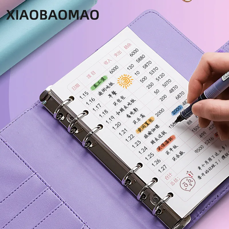 Candy Color Mini Financial Management Notebook Diary Thickened Account Student Creative Notepad Stationery Notebook loose leaf