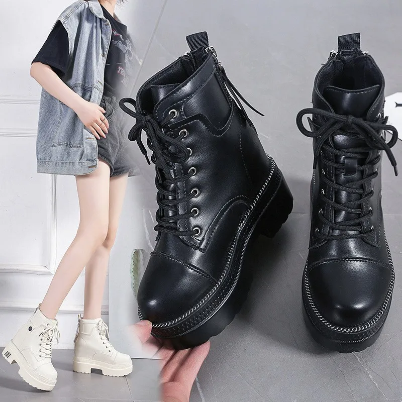 

Martin Boots Women's Autumn And Winter 2021 New British Wind Motorcycle Boots Women's Leisure Increased Street Shooting Online C