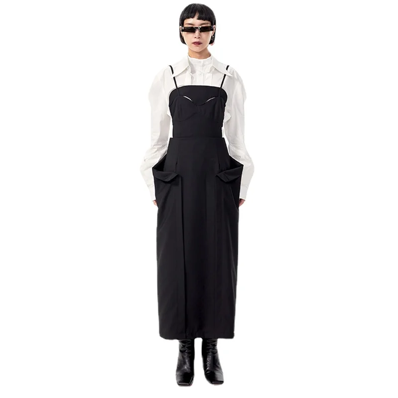 

Women Black Pattern Printed Oversize Shirt Dresses Women's 2021 New Lapel Long Sleeve Loose Fit Fashion Tide Spring Autumn