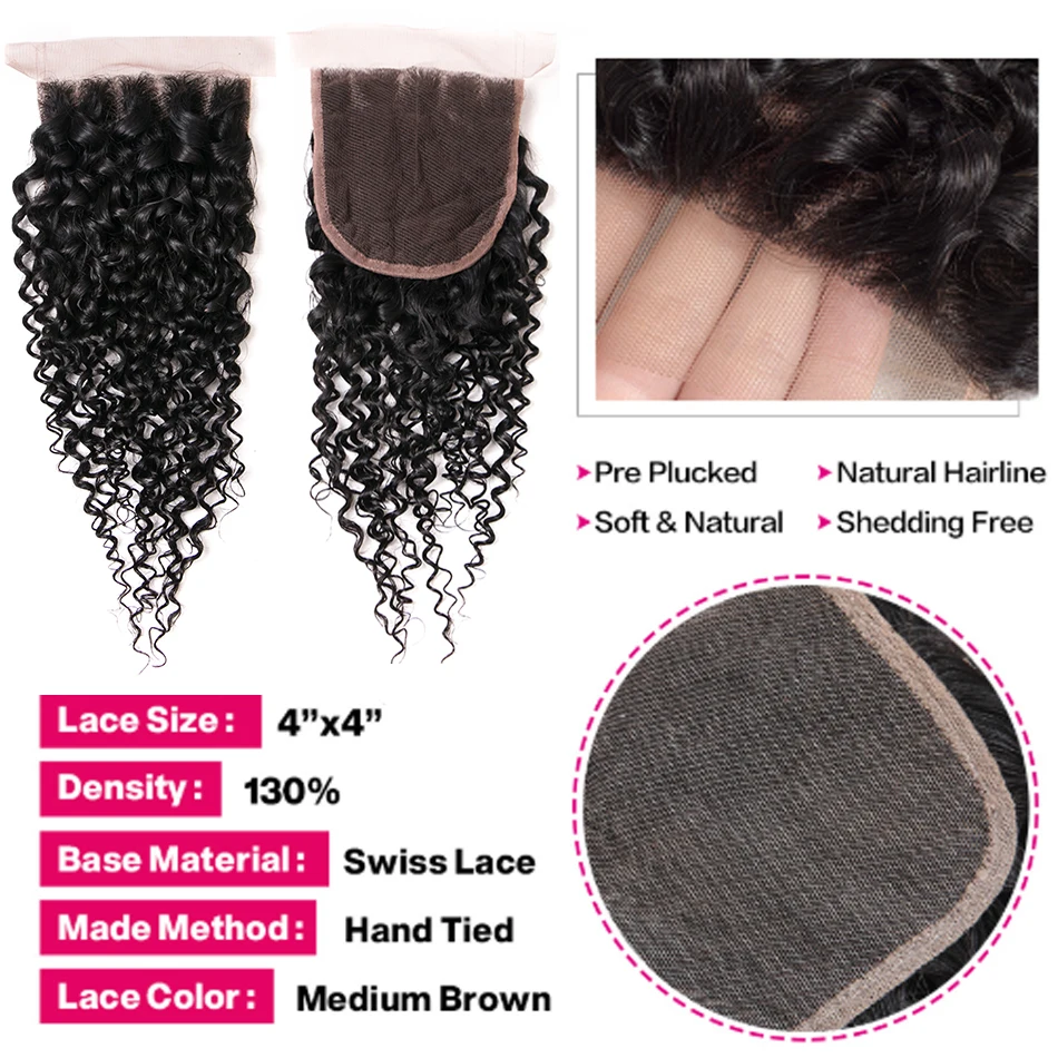 Пучки волос Shireen индийские Курчавые Волнистые волосы с закрытыми волосами 3 пучка