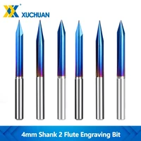 carbide end mill 4mm shank 2 flute straight v engraving bits 15 30 degrees nano blue coated engraving bit cnc carving bits