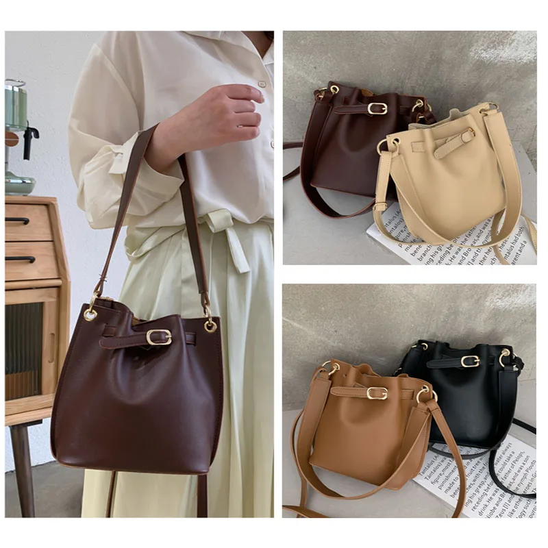 

Korean Style Handbags for Women Simplicity Bucket Bag Fashion Shoulder Bags Casual Crossbody Bags Large Capacity Tote Bag New