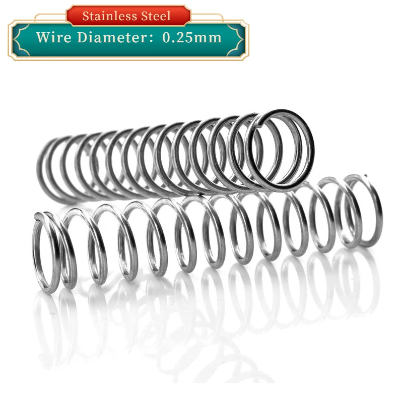 

5PCS Wire Diameter：0.25mm 304 Stainless Steel Damping Compressed Spring Return Spring Stee Long Pressure Rotor Return Spring