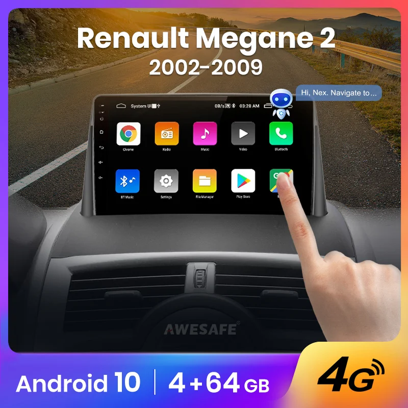 Автомагнитола AWESAFE PX9 для Renault Megane 2 2002-2009 мультимедийный видеоплеер с GPS 2din Android 10 0