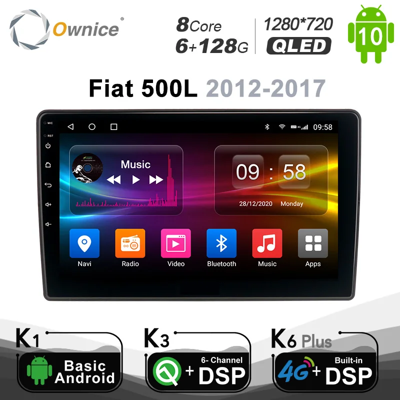 

6G+128G Ownice Android 10.0 Car Radio GPS for Fiat 500L 2012 - 2017 Navi Setreo System with 4G LTE DSP SPDIF NO DVD 1280*720