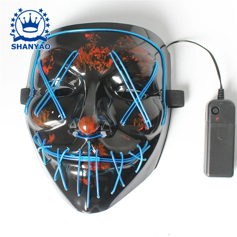 

Halloween LED Light Mask Cosplay Costume Women Men Full Face Masks Party Cold Flash Light Party Scaring Horrible Ghost Evil Mask
