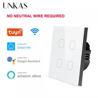 unkas no neutral wire required 1 2 3 4 gang wifi wall light touch switch eu 220v tuya smart home support alexa google home
