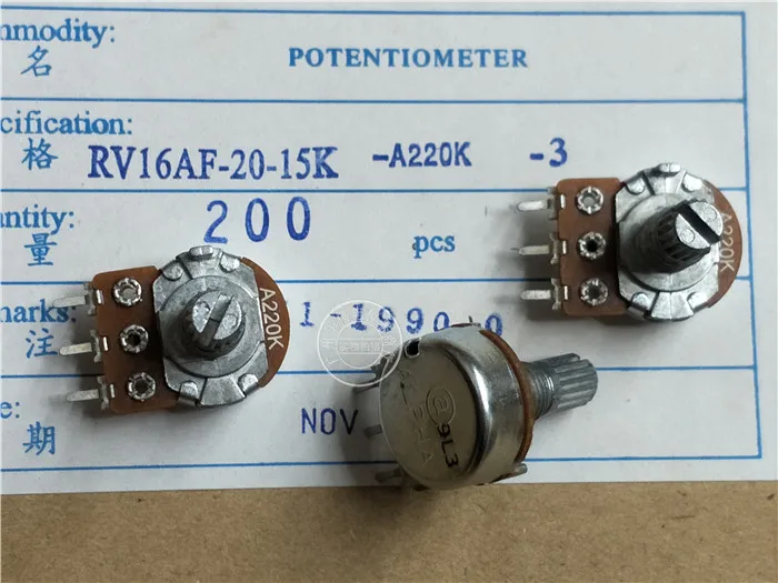 

Original new 100% RV16AF-20-15K 16 Type single potentiometer A220K shank length 15MM flower shaft (SWITCH)