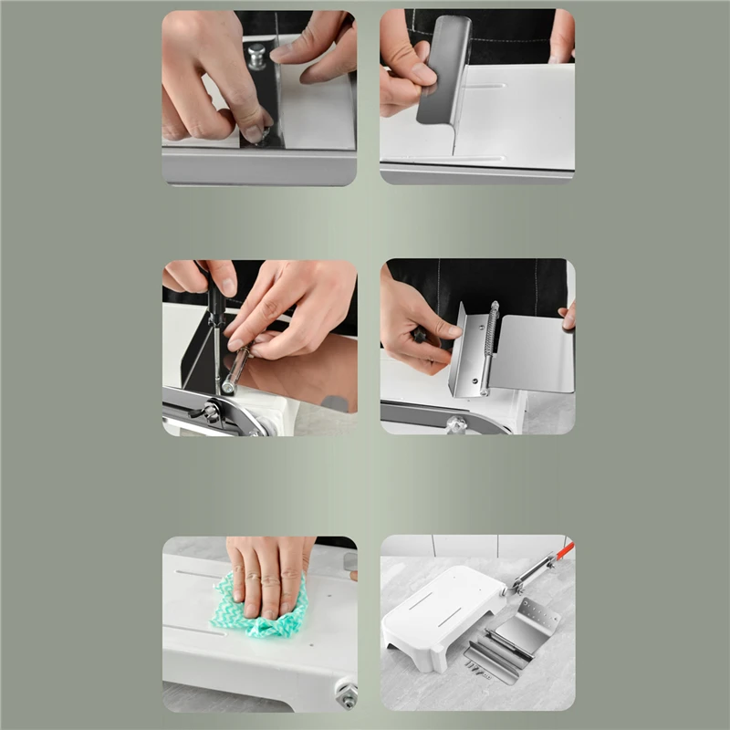 Rebanador de carne de aleaci&oacute;n + acero inoxidable, utensilio de cocina, grosor ajustable, Manual, para el hogar-2