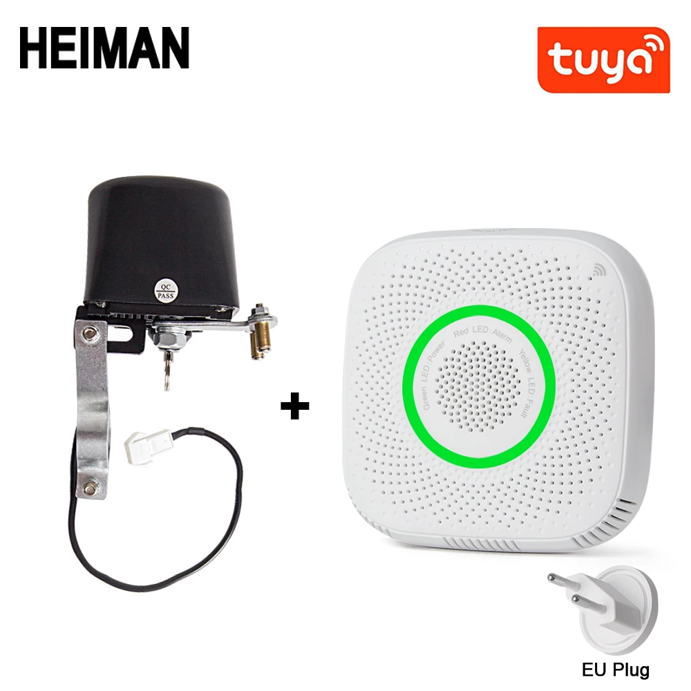 EU PLUG Tuya WiFi датчик утечки газа LPG сигнализация детектор пожарной безопасности приложение контроль безопасности умный дом датчик утечки - Цвет: EU PLUG