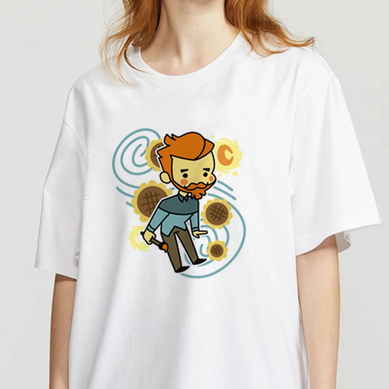 

Women T Shirt Aesthetic Short Sleeve Casual Feminina Tees Korean Fashion Lady Female Clothing Oil Painting Woman T Shirts