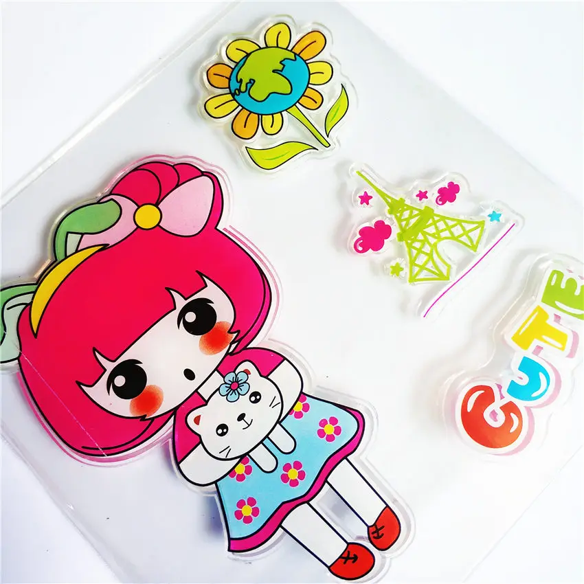 Горячая продажа Милая девочка прозрачный штамп/силиконовый валик для