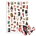 Наклейки для ногтей на Хэллоуин, 3D страшные наклейки-Слайдеры для ногтей, аксессуары для искусственного маникюра