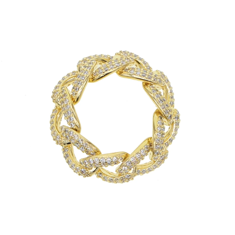 ICED OUT bling хип-хоп рок, Женские Ювелирные изделия, Снаряженная кандалы, кубинская цепочка, Женское кольцо на палец