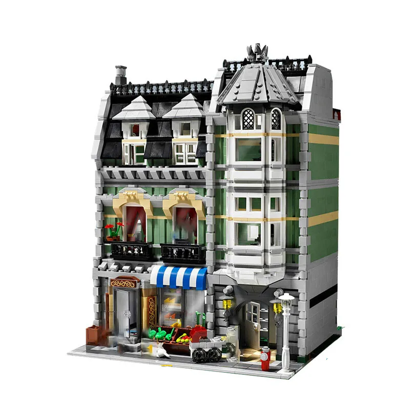 

10185 street view series model sets Green Grocer building blocks toys for kids