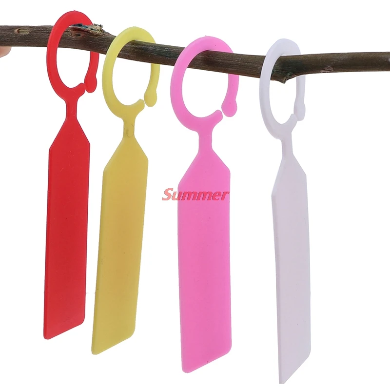 

Hot 50PCS High Quality Plastic Plants Tags Nursery Garden Ring Label Pot Marker Stake Hanging Tags Greenhouse Bonsai Collar Tags