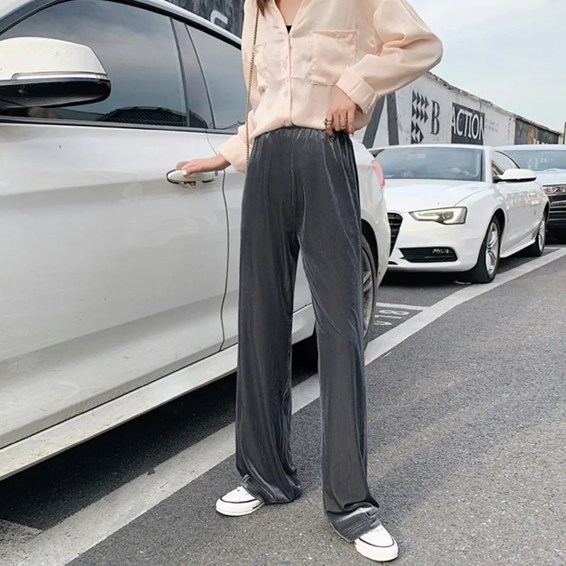 Женские брюки клеш JUJULAND элегантные однотонные широкие с высокой талией длинные