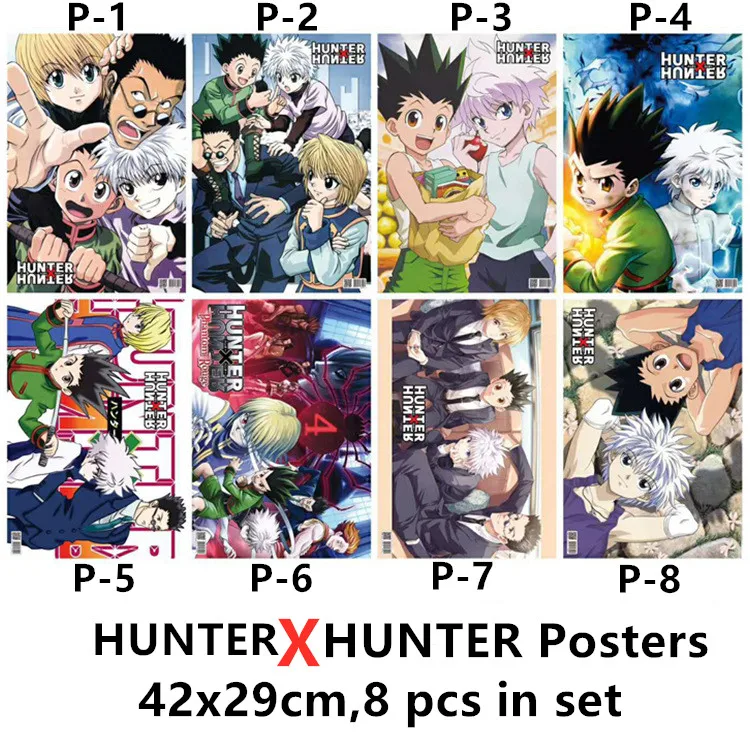 8 шт./лот аниме HUNTER X плакаты наклейка игрушка Гон фрисс Killua Zoldyck Kurapika Leorio комикс