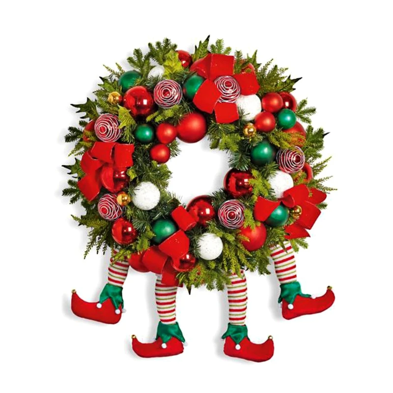 

Рождественский венок-вор, забавная Новинка, плюшевые ножки, джутовые венки, гирлянда-скейлер для передней двери, искусственная