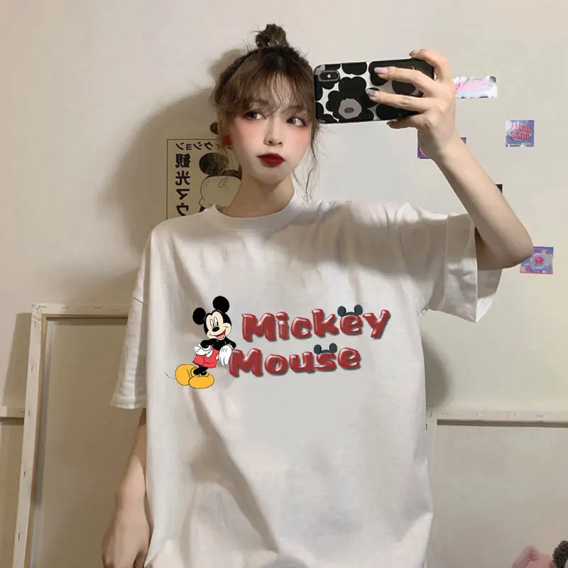 

Футболка женская летняя повседневная с коротким рукавом и принтом Микки Мауса
