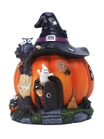 halloween witch hat pumpkin house ornament luminous resin decoration desktop crafts sculpture garden statue party supplies gift