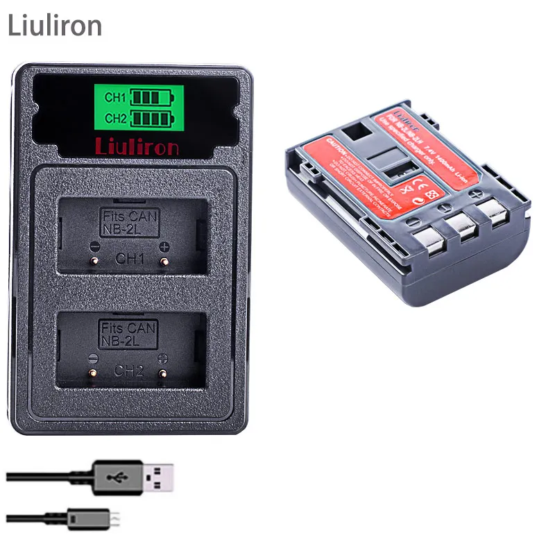 charger and 1battery 1400 мАч NB-2L NB-2LH NB 2L nb2l NB2LH батарея+ двойной USB зарядное устройство для Canon EOS 400D S80 S70 S50 S60 350D G7 G9 Kiss N X Rebel XT - Цвет: charger and 1battery