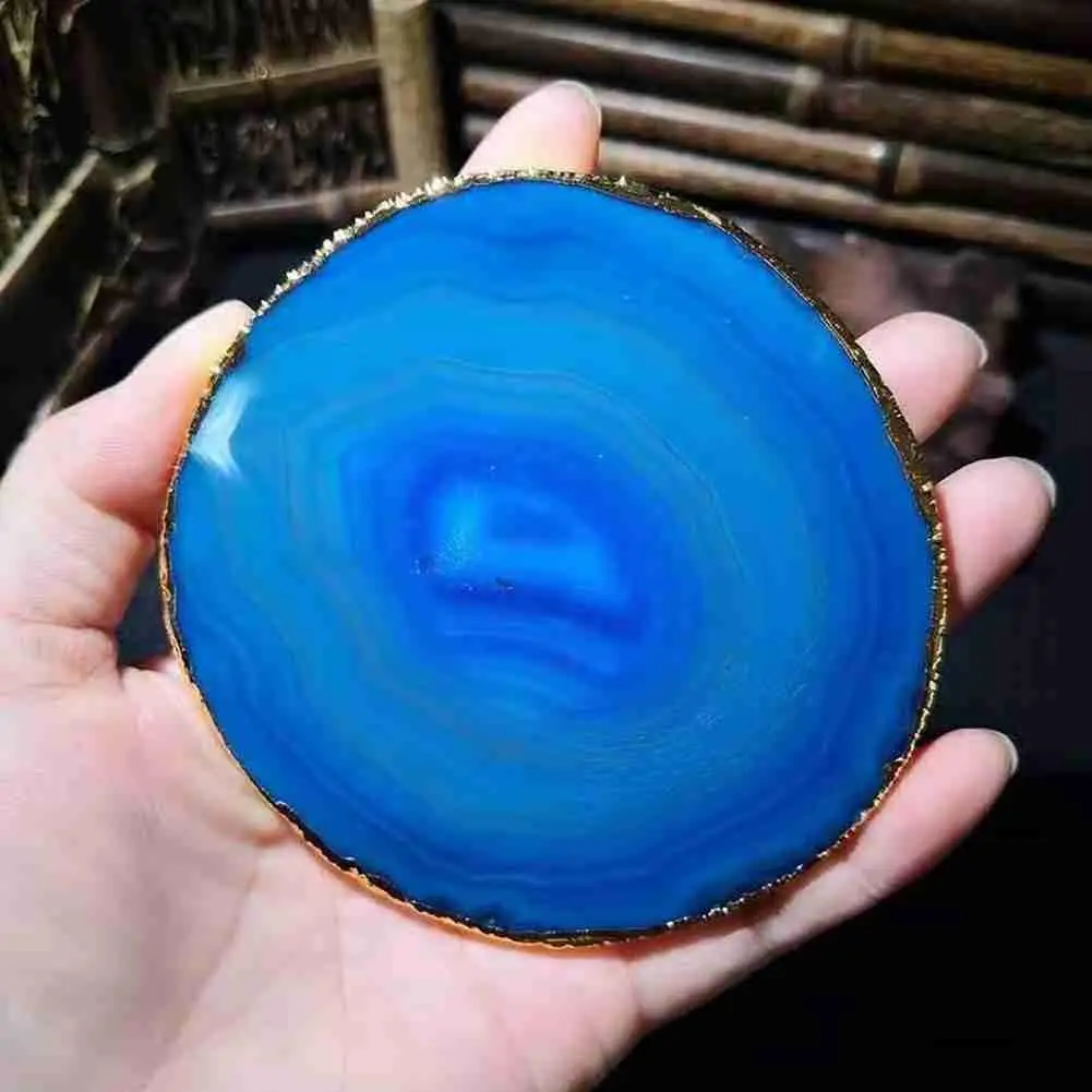 6 см-8 см овальные натуральные шероховатые Агатовые ломтики подставка под чашку