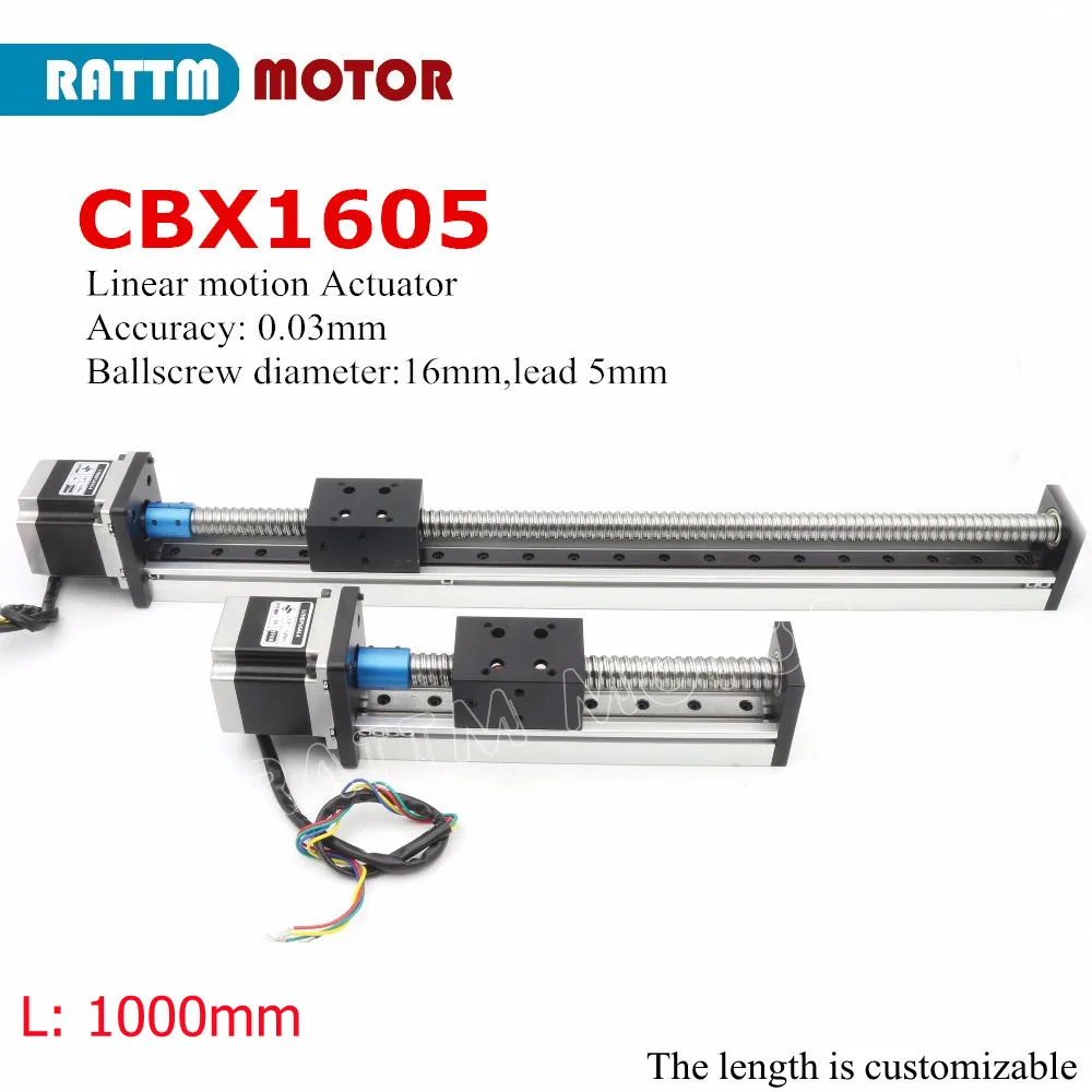 Guía lineal CNC CBX1605, carril deslizante de movimiento de 1000mm, actuador lineal de tornillo de bola de mesa
