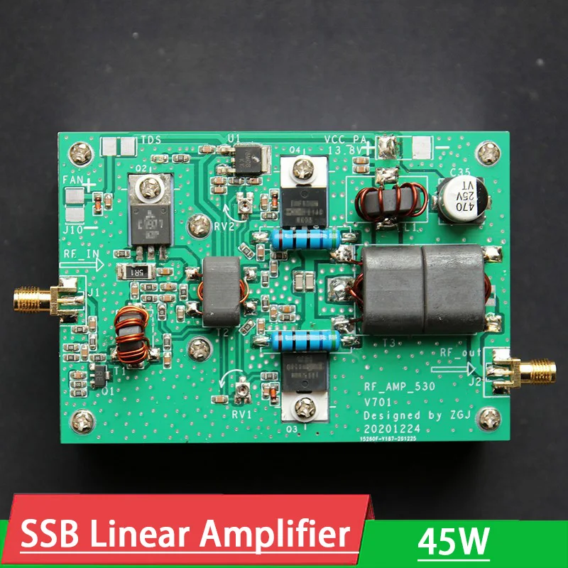 

45W 3-28MHz SSB RF Linear Power Amplifier for Transceiver HF radio shortwave Radio AM FM CW HAM Short wave 13.56MHz RFID Signal
