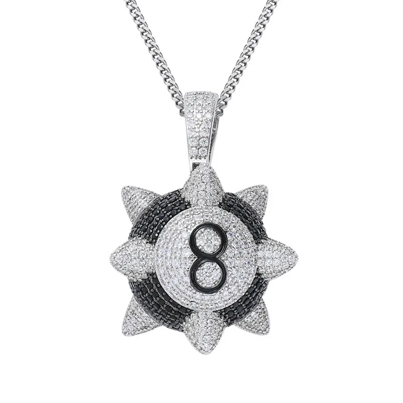 

Ювелирные изделия в стиле хип-хоп, восьмерка, кубический циркон, черный, 8 шаров, подвеска, ожерелье для мужчин, подарок на вечеринку, дропшип...