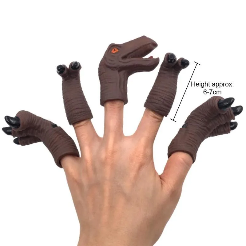 

5pcs Toys Funny Cartoon Artificial Animal Finger Puppets Dinosaur Finger Playing Toys Finger Toys For Kid Baby Child Party Gift