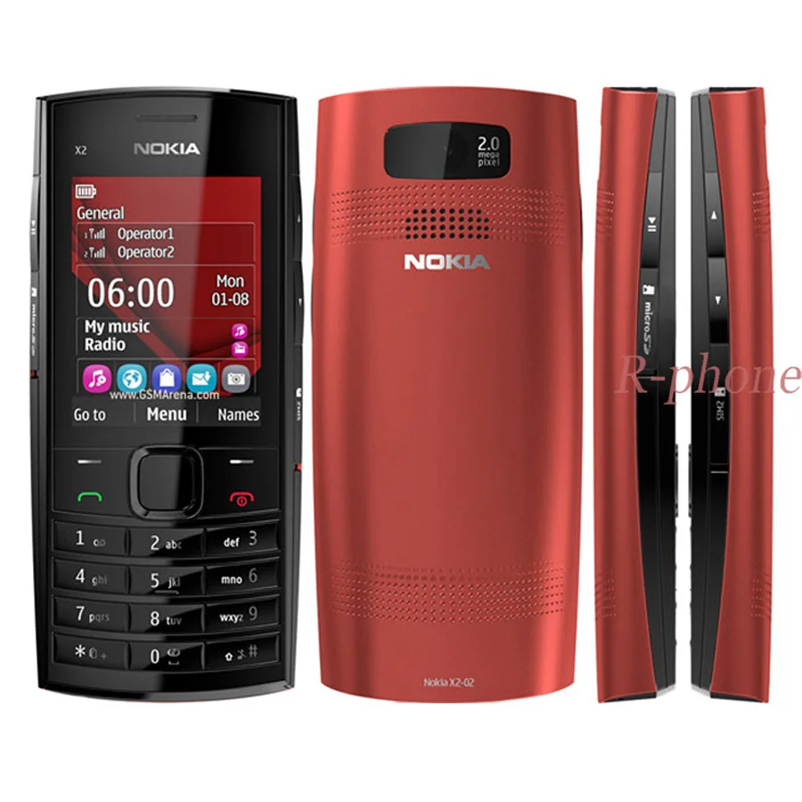 Nokia X2 02 отремонтированный мобильный телефон с двумя sim картами Symbian OS сотовый