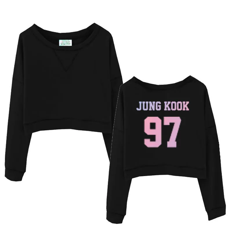 

KPOP 1PCS Bangtan Boys Round Neck Sweater Long-sleeved Short Top JIMIN JIN SUGA J-HOPE JUNG KOOK Fans Collection Gifts Y8