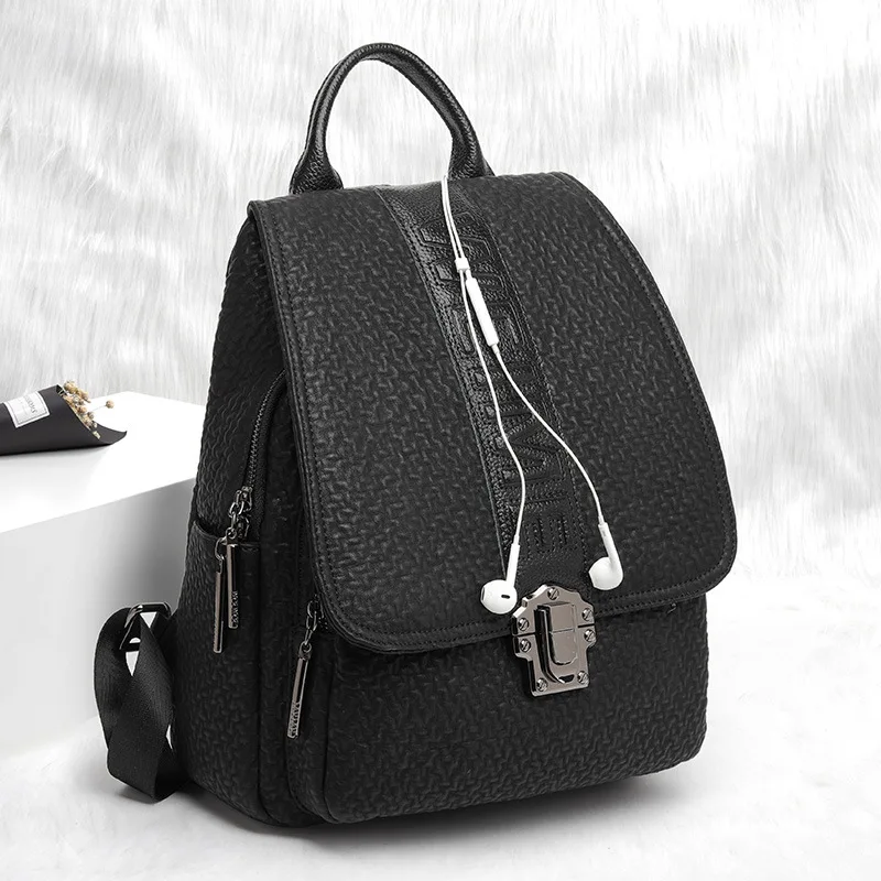 

Genuine Leather Anti Theft Backpacks Female Women Backpack Personalized All-match Travel Bag School Bags For Teenage Girls