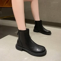 europe 2021 new fashion platform boots women back zipper short boots thick heel round shoes for women luxury ankle boots
