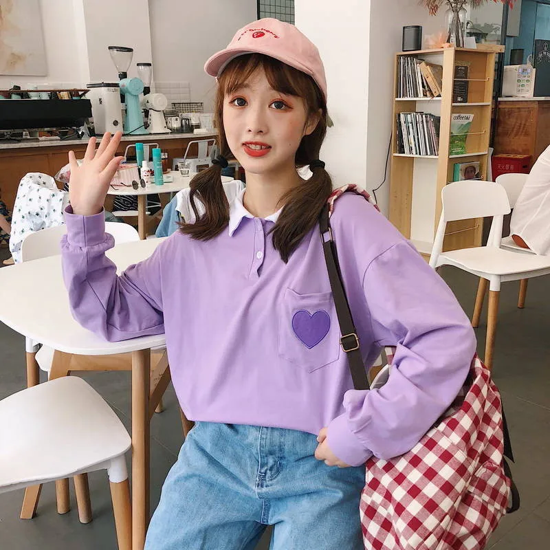 Весенние женские толстовки с капюшоном с длинным рукавом Kawaii Boyfriend style, осенняя уличная Толстовка Харадзюку с милым принтом сердца, Женская толстовка