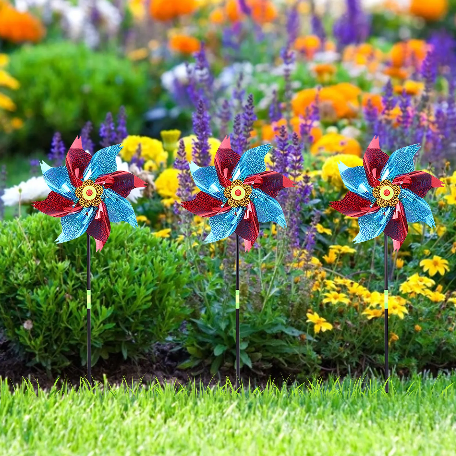 

Bird Repellentee Pinwheels Anti Bird Laser Windmill DIY Birds Deterrentee Silver Pinwheels For Outdoor Garden Lawn Yard Decor